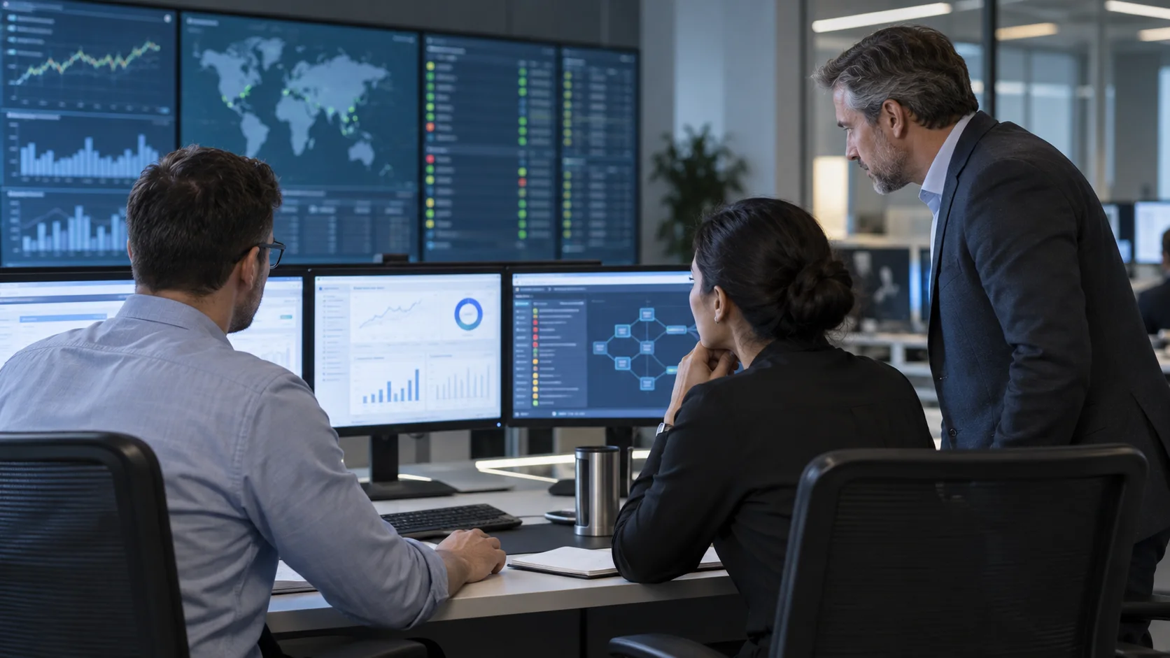Specialists monitoring a controlled technology implementation