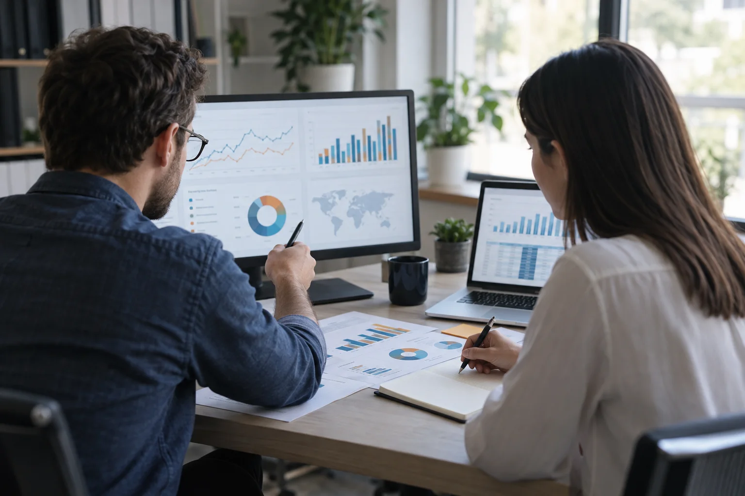 Analysts reviewing audience and campaign performance