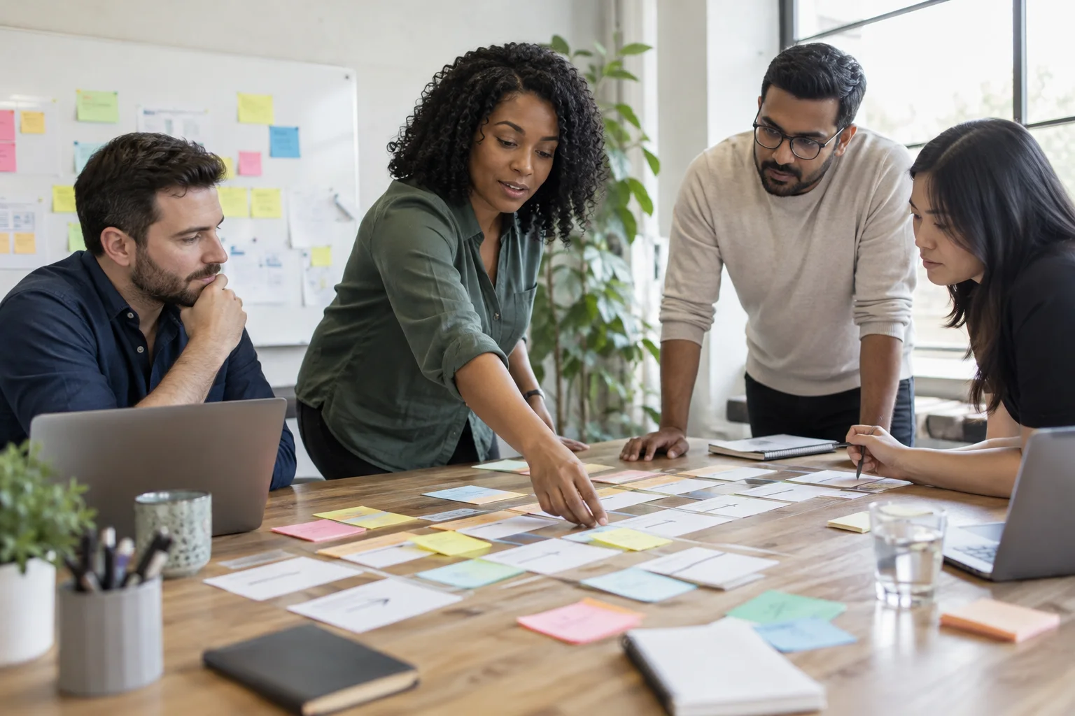 Operations team mapping a business workflow